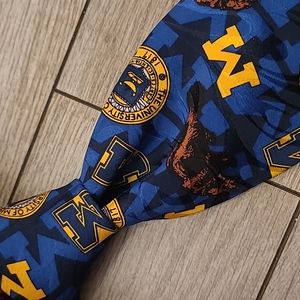 WOLVERINES Blue Gold University of Michigan USA Pattern Mens Silk Tie VTG‎